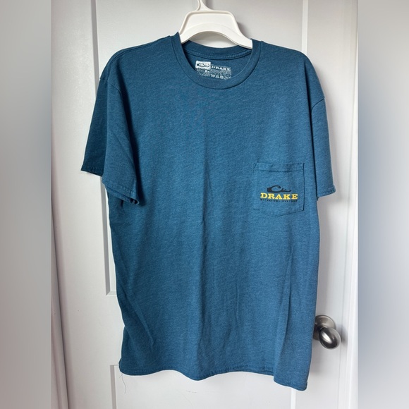 Drake Waterfowl Systems Graphic Pocket T-Shirt Blue Men’s Size L Outdoor Hunting - Picture 1 of 5